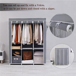 Portable Wardrobe Closet with Oxford Cloth Cover, 51" L x 18" D x 63" H, Grey B